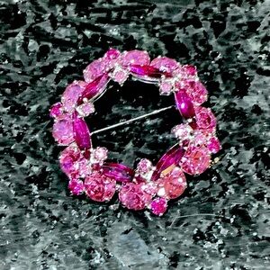 Vintage Sherman,Pink Crystal Brooch